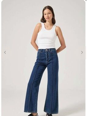 ROLLA'S Sailor Dark Blue Seam-Front Wide Leg Jeans. Size 26.